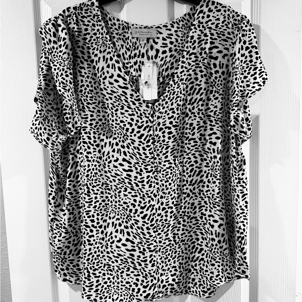 Philosophy Black and White Patterned Blouse